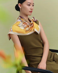 Écharpe châle en soie à imprimé fleuri