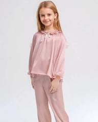 Pyjama en soie pour fille à volants