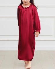 Chemise de nuit en soie à manches longues pour fille