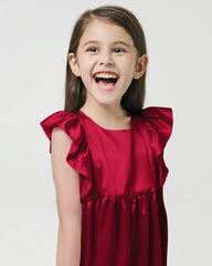 Chemise de nuit en soie pour fille avec manches à volants