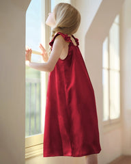 Chemise de nuit en soie pour fille avec manches à double volants