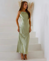 Robe Maxi en Soie à Col Halter