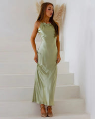 Robe Maxi en Soie à Col Halter