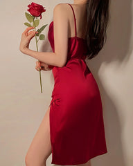 Nuisette en soie taille haute plissée