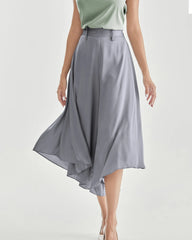 Pantalon en Soie Taille Haute pour Femme à Jambes Évasées