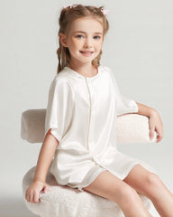 Ensemble pyjama en soie pour enfant à manches courtes et short