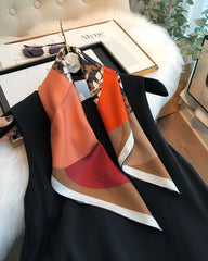 Foulard en soie géométrique à ombre de feuilles