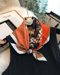 Foulard en soie géométrique à ombre de feuilles