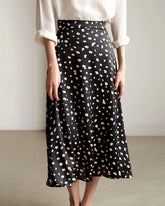 Jupe Midi en Soie Imprimé Léopard