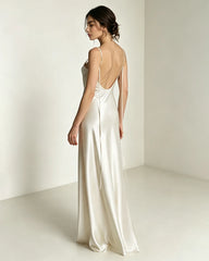 Robe maxi fluide en triacétate avec dos nu