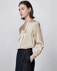 Blouse en soie à manches longues pour femme