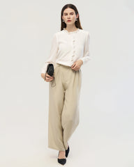 Blouse en soie à manches longues avec volant