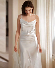 Longue nuisette en soie lavable