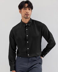 Chemise en soie lavable à manches longues pour homme