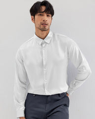 Chemise en soie lavable à manches longues pour homme