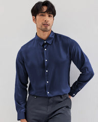Chemise en soie lavable à manches longues pour homme