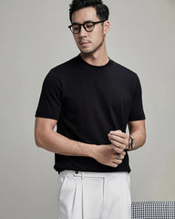 T-shirt ajusté en jersey de soie pour homme