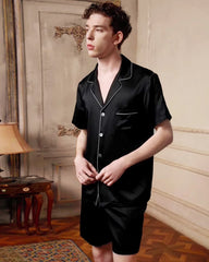 Pyjama court en soie lavable pour homme