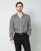 Chemise à Rayures Basique en Soie pour Homme