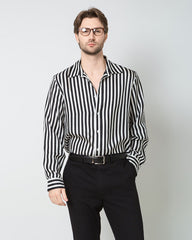 Chemise à Rayures Basique en Soie pour Homme