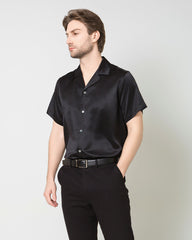 Chemise d'Affaires Classique en Soie pour Homme à Manches Courtes