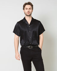 Chemise d'Affaires Classique en Soie pour Homme à Manches Courtes