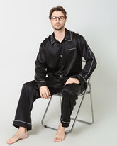 Pajamas en Soie pour Homme avec Bord Contrasté