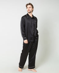 Pajamas en Soie pour Homme avec Bord Contrasté