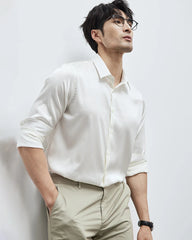 Chemise en soie lavable homme manches longues