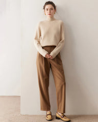 Pull en cachemire torsadé à col montant