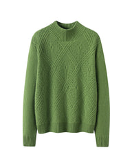 Pull en cachemire à col montant et motif losange