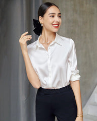 Chemise en soie de mûrier à manches longues pour femme