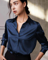 Chemise en soie de mûrier à manches longues pour femme