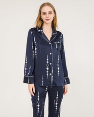Ensemble de Pyjama en Soie 100 % Bleu Marine à 19 Momme
