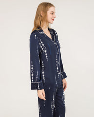 Ensemble de Pyjama en Soie 100 % Bleu Marine à 19 Momme