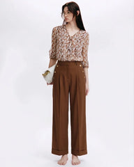 Blouse en soie à fleurs de marguerite avec volants