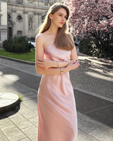 Robe Maxi en Soie à Épaule Unique