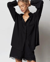 Ensemble de Pyjama en Soie Chemise Oversize et Short