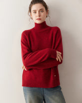 Pull à col roulé oversize en cachemire pour femme
