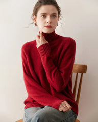 Pull à col roulé oversize en cachemire pour femme
