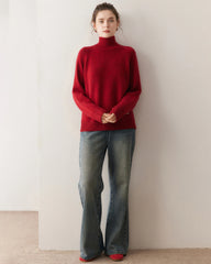 Pull à col roulé oversize en cachemire pour femme