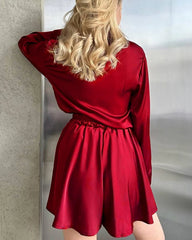 Pyjama en Soie Plusieurs Tailles - Chemise et Short