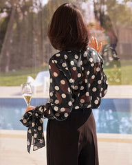 Blouse et jupe en soie à pois