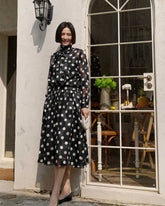 Blouse et jupe en soie à pois