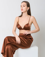 Soutien-Gorge Sans Fil en Soie Satinée 100% Doux et Respirant