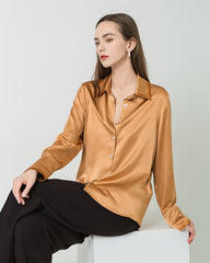 Blouse en Soie à Col Contrasté