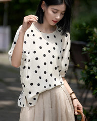 Blouse en soie à pois