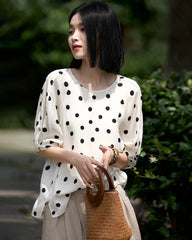 Blouse en soie à pois