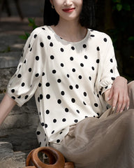 Blouse en soie à pois