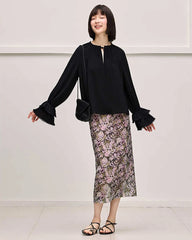 Blouse en soie à nœud et volants